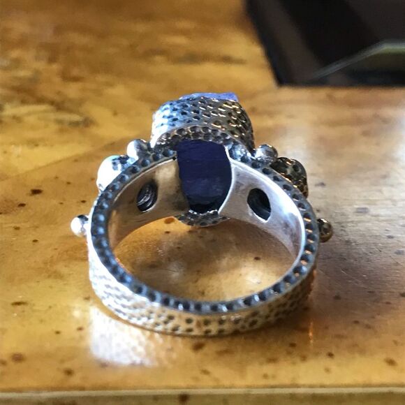 Natural Tanzanite Ethiopian Opal Sterling Silver Ring Size 5 - Picture 4 of 8